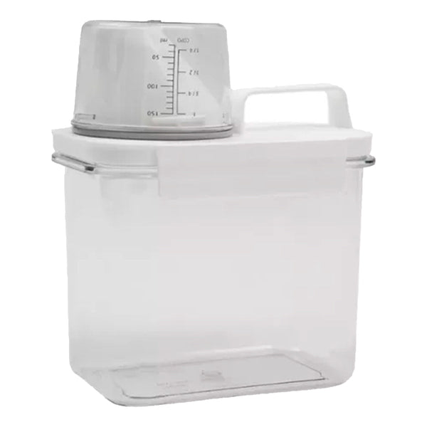 Pote Hermético com Copo Medidor e Trava Branco - Dispensador para Cozinha Lavandeira e Banheiros