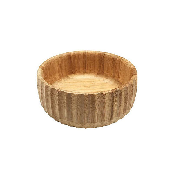 Tigela De Bambu Canelado Redondo 15cm Servir Petiscos Porções Decoração Cozinha