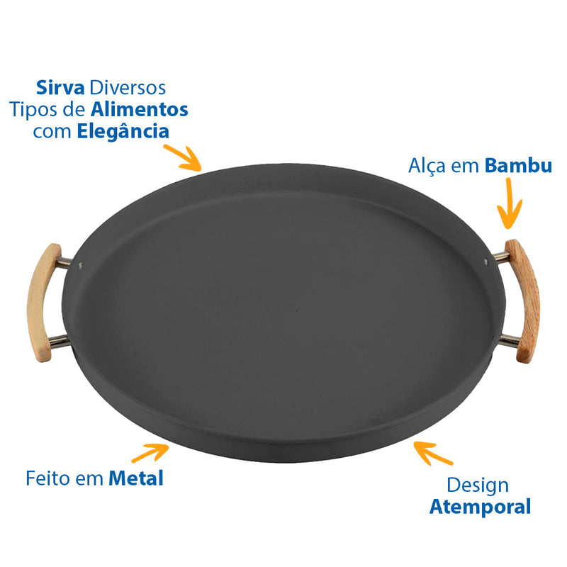 Bandeja de Metal Chumbo Sense com Alças - OU